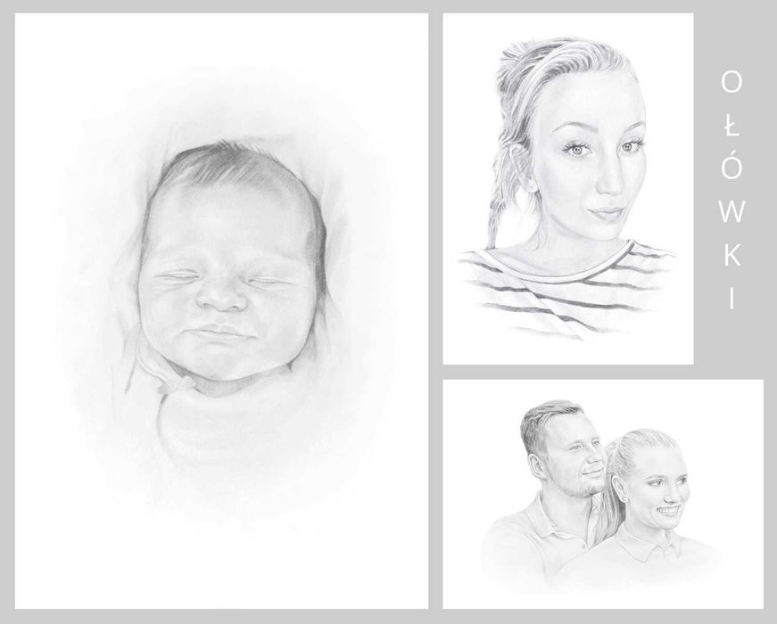 Portret, Rysunek, Obraz - ze zdjęcia NA ZAMÓWIENIE - od A4 do 100x70cm