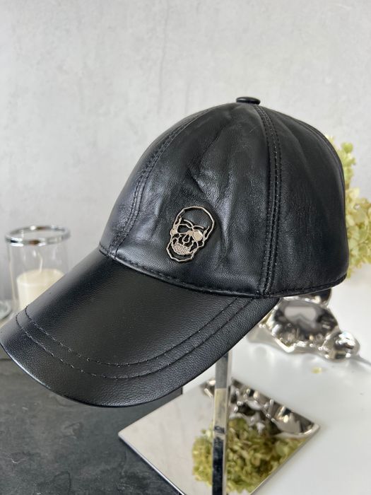 Czapka z daszkiem philipp plein skóra naturalna