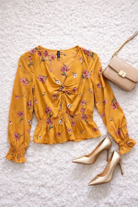Bluzka elegancka w kwiaty (XS) H&M