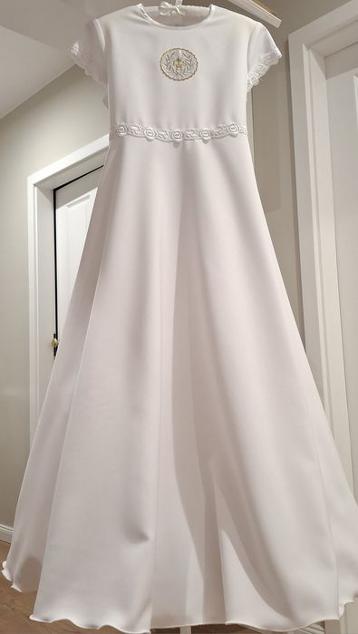 *Impressja* cudna sukienka alba komunijna bolerko rękawiczki halka 140