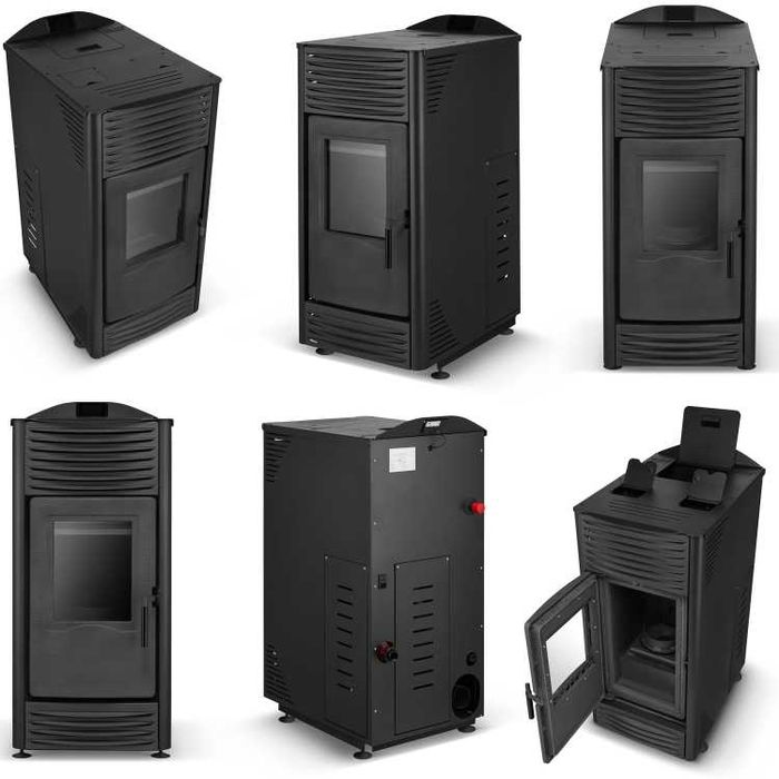 Piec na pellet z płaszczem wodnym Termomont TOBY H 15kW Czarny A++