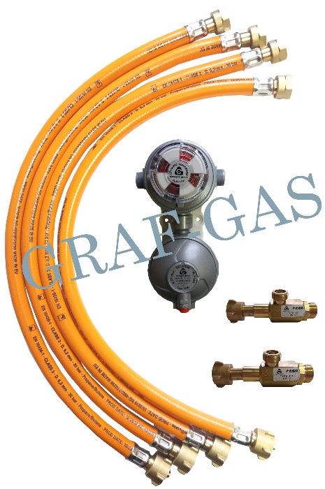 Kontener kosz stojak na 4 butle gazowe 33kg + instalacja reduktor wąż