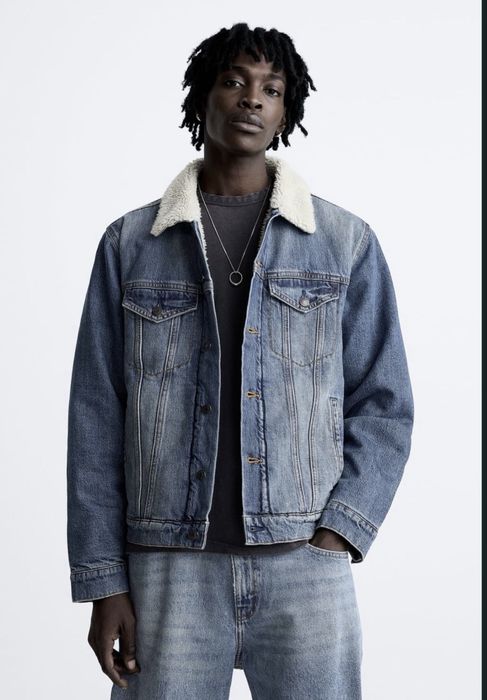 Чоловіча Куртка Zara (M) Denim Jacket Оригінал Ветровка Шерпа Джинсова Мужская Джинсовка на Меху Зара