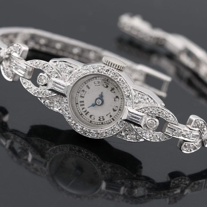 Platynowy zegarek ART DECO z diamentami 0.96ct koktajlowy