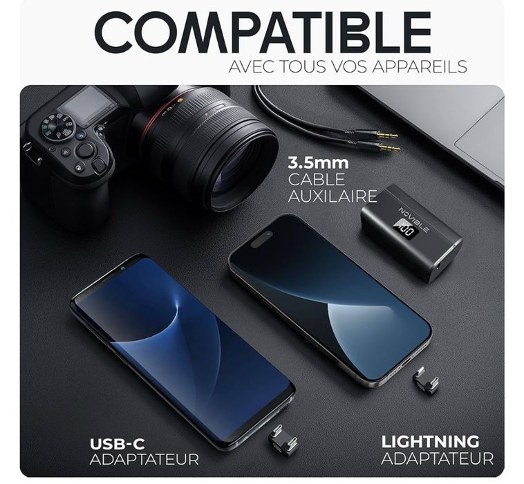 Bezprzewodowy mikrofon krawatowy Lavalier do iPhone'a, Androida