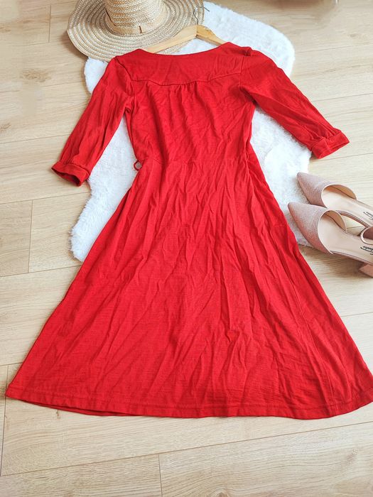 Nowa Czerwona kopertowa midi sukienka S36 h&M do karmienia