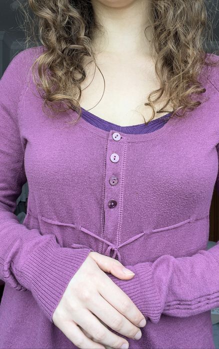 Casaco de malha roxo/rosa