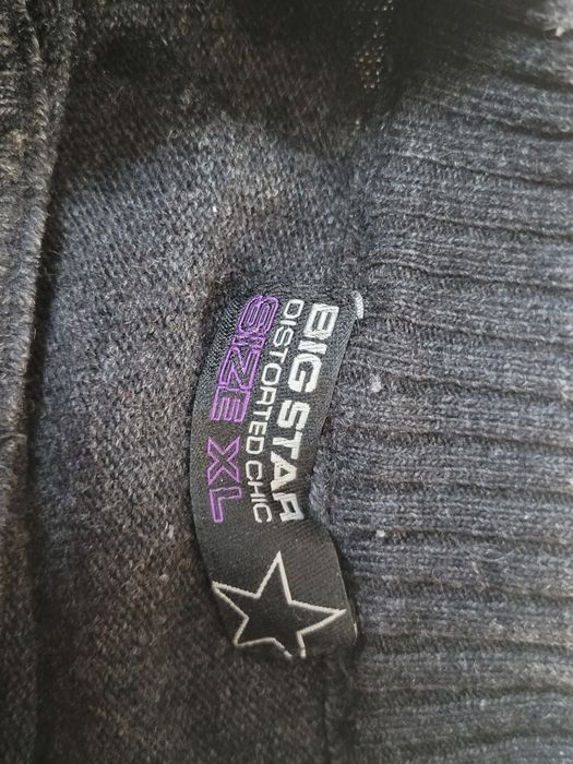 Sweterek męski Big Star r.L grafitowy wełniany lambwool