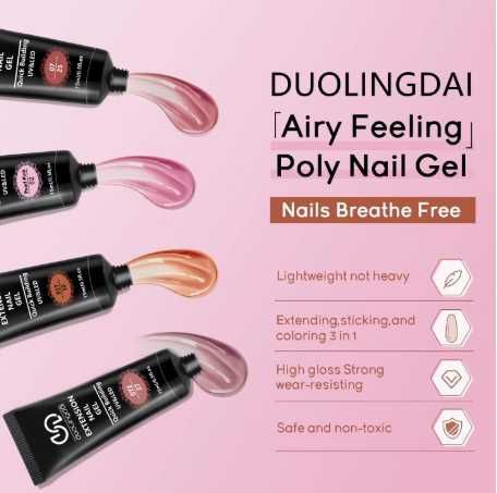 Kit de unhas de gel de extensão poli, com 12 tons de gel de extensão de unhas, um conjunto perfeito de iniciantes para cuidados com as unhas
