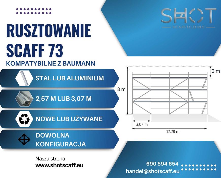 Rusztowanie elewacyjne stalowe typ Baumann Nowe 8,3x12,28=100 m2