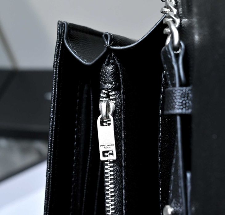 Шкіряна сумка YSL Saint Laurent чорна срібло