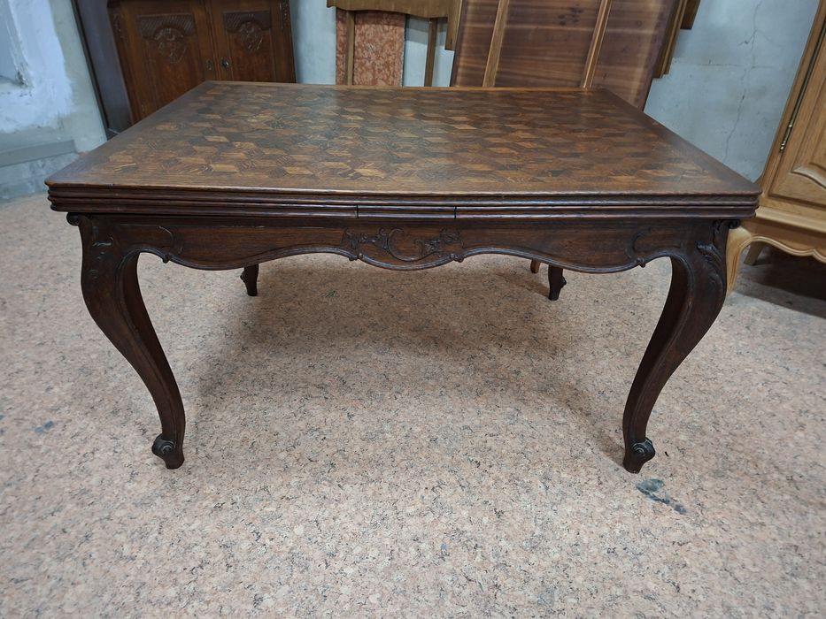 Ładny stary stół ludwikowski ciemny rozkładany /