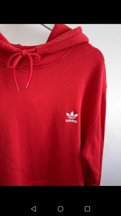 Adidas duża bluza z kapturem czerwona gruba XL