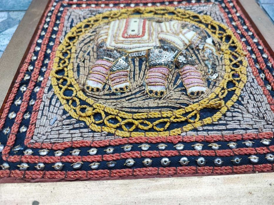 Przedwojenny gobelin,kilim,Birma,oprawiony w ramie