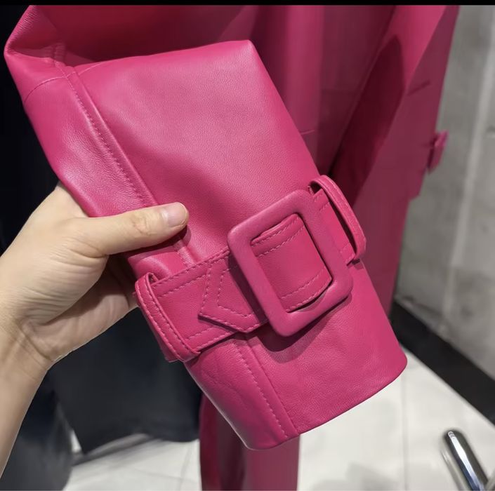 Kontantto plaszcz dlugi amarant skora naturalna xs-3xl