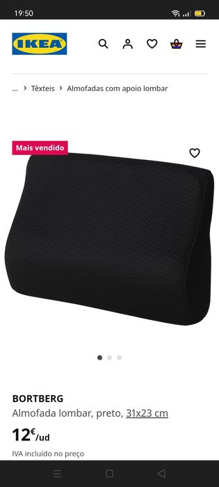 Almofada lombar BORTBERG, IKEA. NOVA