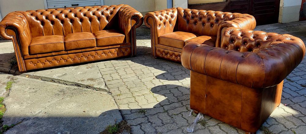 Chesterfield Classic 3+2+1 Skóra naturalna, promocja !!!