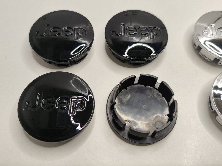 4 Centros Jante Jeep 56mm Tampas Cubos Rodas Cromado Preto Grand Cherokee Renegade Compass Wrangler Novo