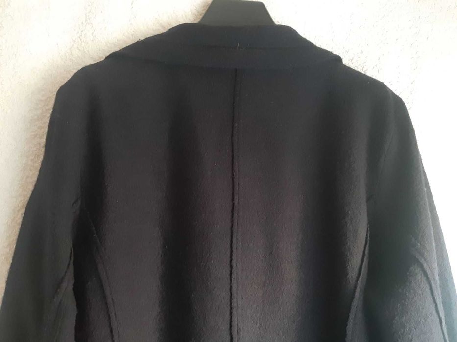 Czarny cienki płaszcz, 100% wełna, Passport, r. M/L