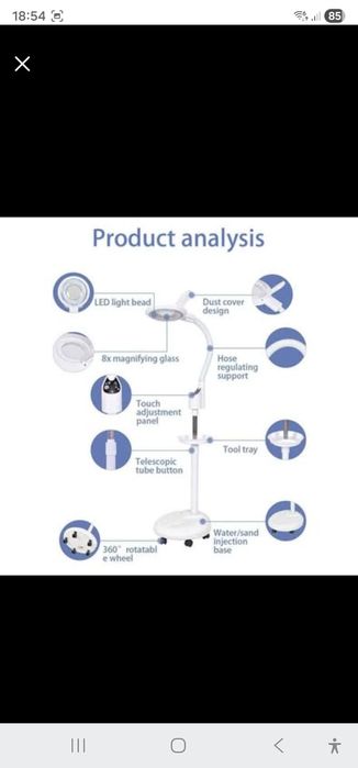 Candeeiro de Pé LED 16X Lupa Beleza Acne Unhas Luz Fria Ajustar Livrem
