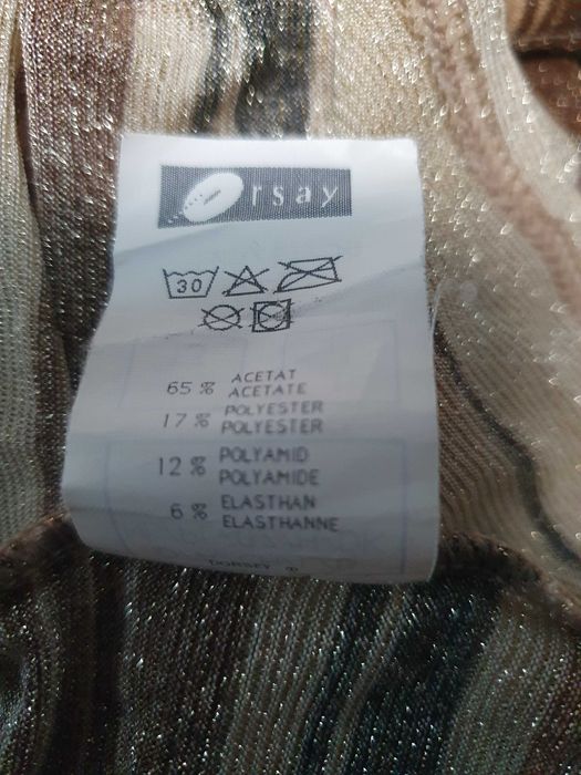 Połyskujący top w paski brąz/beź