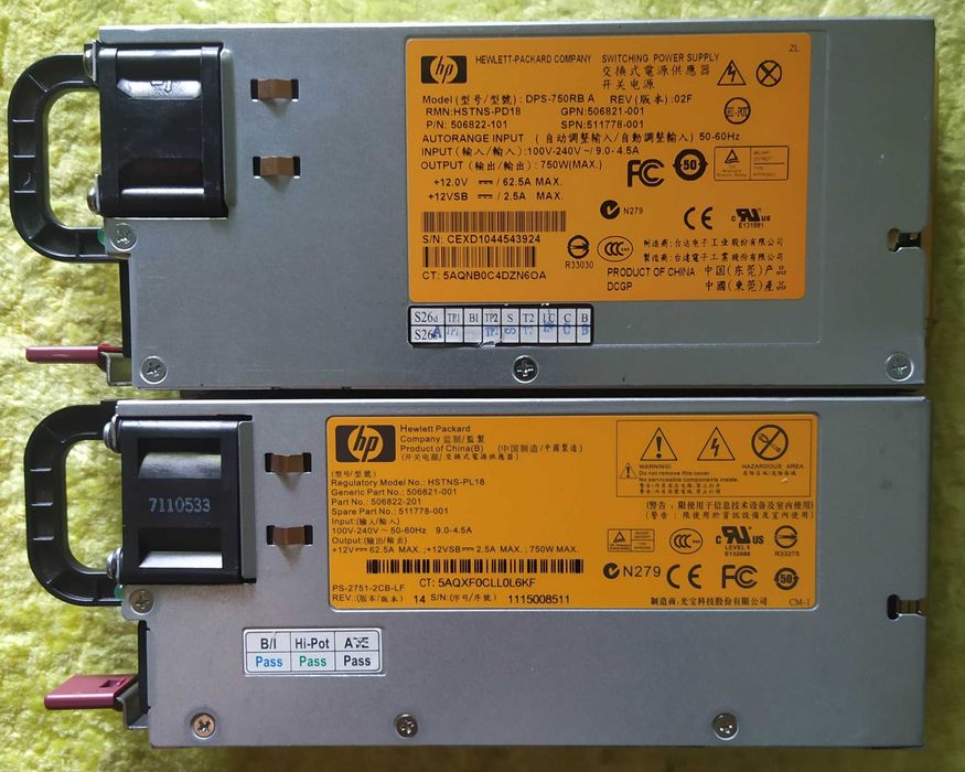 750Вт 12V 62.5A блок живлення HP DPS-750RB HSTNS-PD18 PD29 серверний