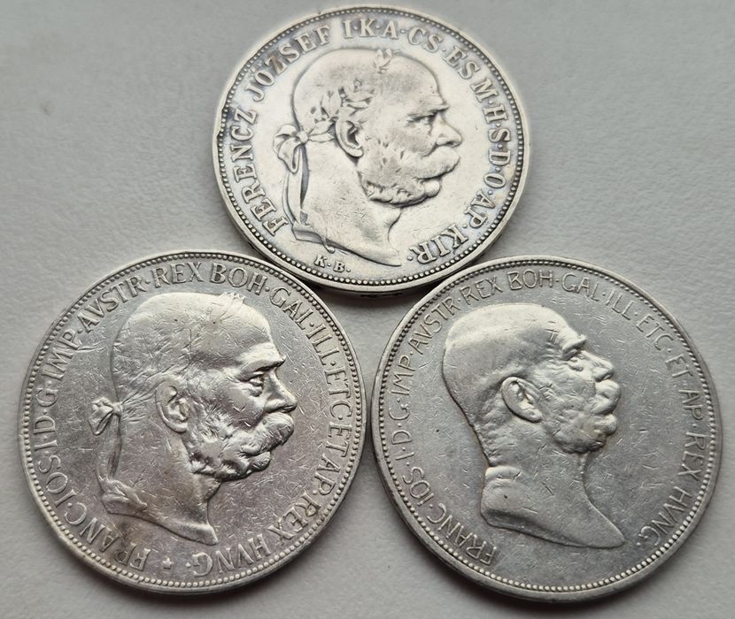 Австро - Угорщина 5 крон 1900 та 5 корон 1908 р. 60 р Правління срібло