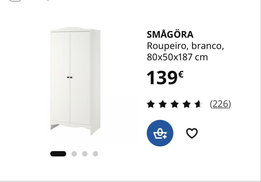 2 roupeiros de crianca IKEA em branco, estimados, como novos