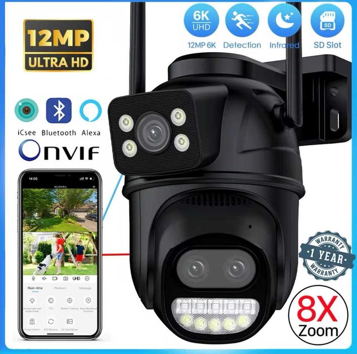 Вулична WiFi камера Anbiux A33HS 12мп 3 об'єктиви Zoom 8х+карта 64ГБ