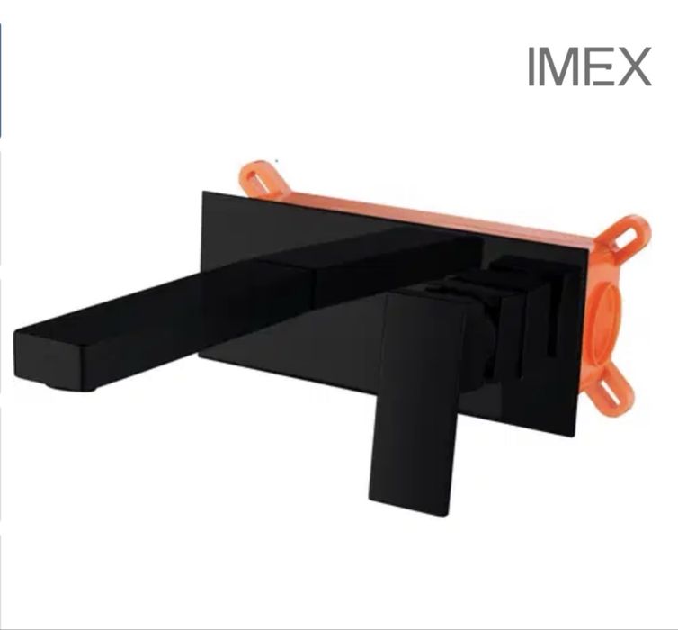 Conjunto torneiras pretas imex quadradas encastrar na parede p