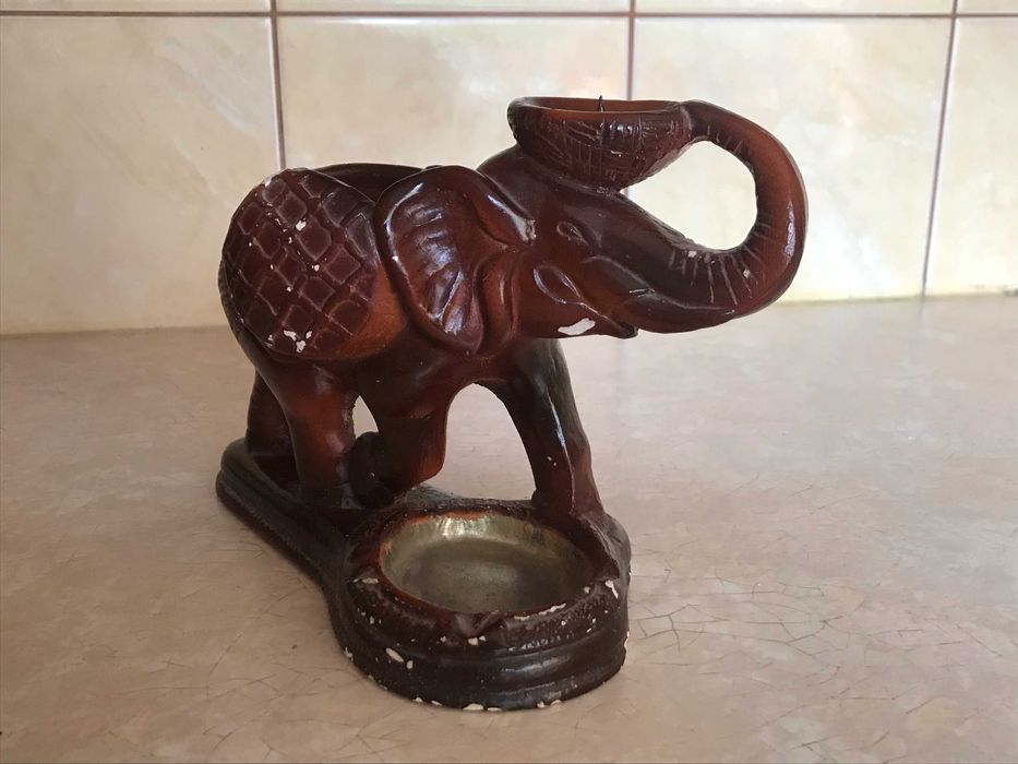 Świecznik/popielniczka ceramiczny słoń vintage