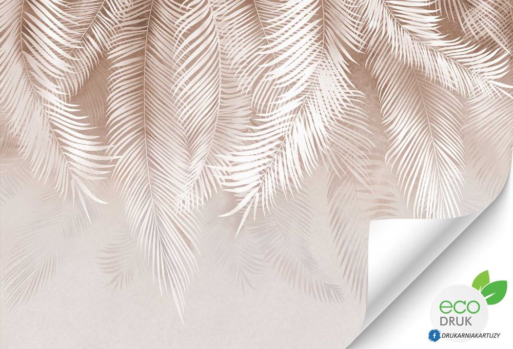 Fototapeta 3d LIŚCIE PALMY Winylowa 350x256 cm w odcieniach brązu