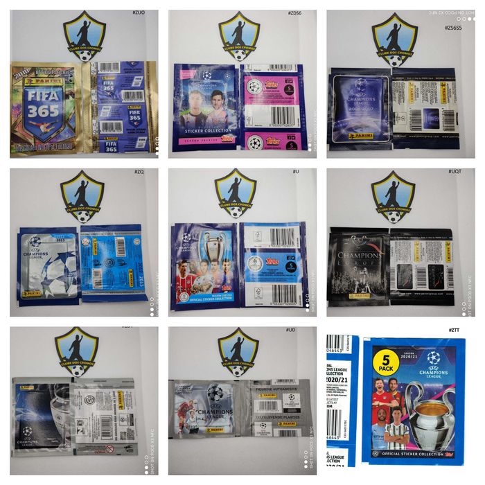 Saquetas carteirinhas pacotes cromos Mundial Euro Portugal Panini