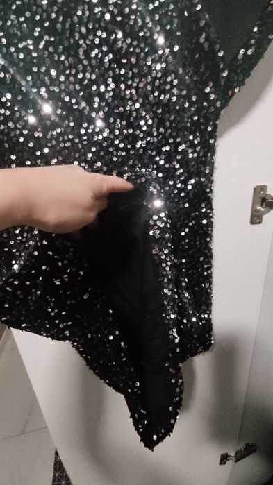 Sukienka czarna cekiny srebrne S M L