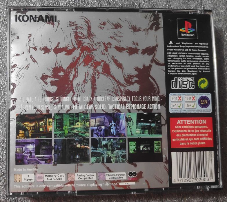 PS1 Metal Gear Solid, Silent Hill wersja angielska, PlayStation
