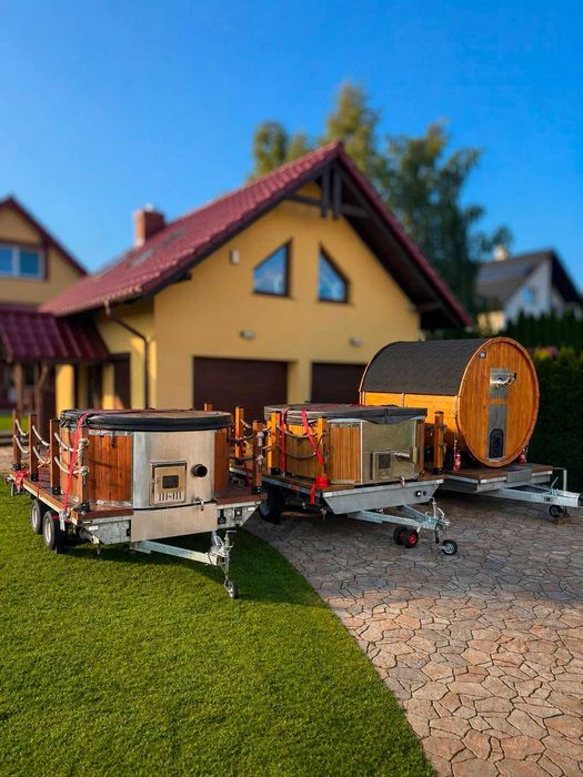 Mobilna sauna / balia ogrodowa z jacuzzi   – wynajem z dowozem!