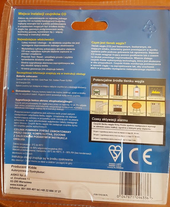 Czujnik Czadu,Tlenku węgla, Kidde 7DCO .Nowy