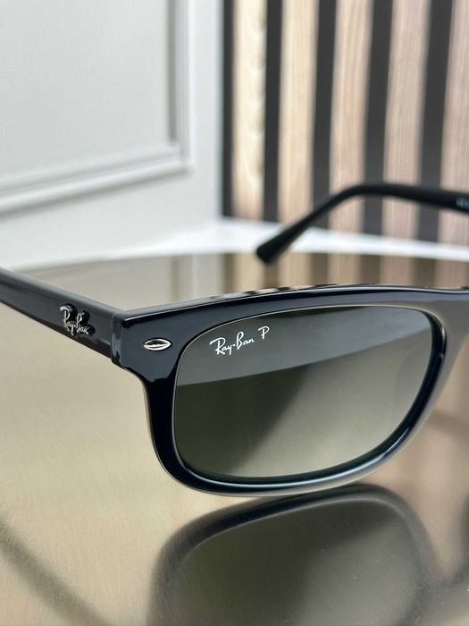 Сонцезахисні окуляри Ray-Ban RB2224 чорні, зелена лінза G15, поляризовані, прямокутні, чоловічі, оригінал