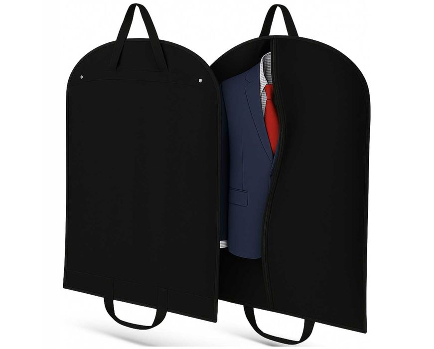 2x Pokrowiec z Zamkiem na Ubrania Garnitury Koszule Podróżny Czarny