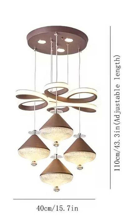 brązowa lampa wisząca led 4 kule