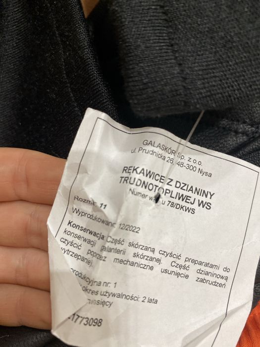 Rękawice z dzianiny trudnopotliwej rozm. 11