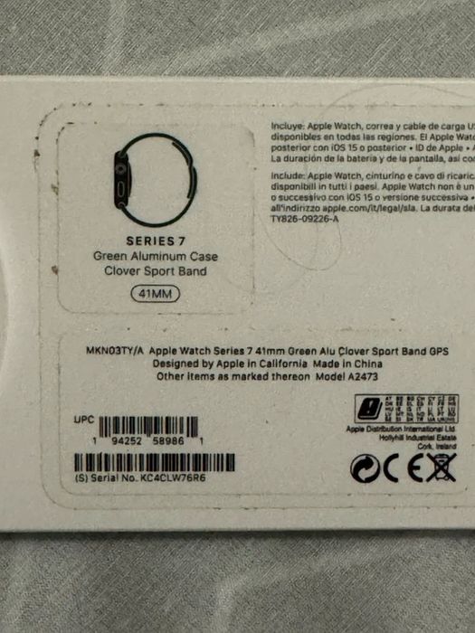 Apple Watch Series 7 GPS 41mm Verde com Caixa e Carregador