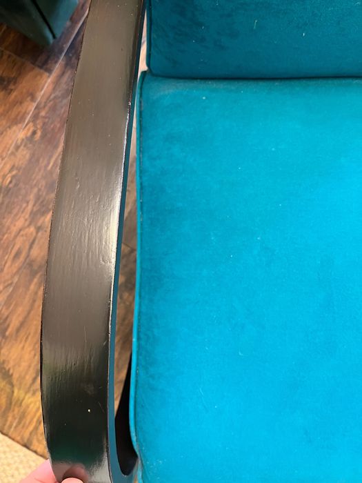 fotel halabala po renowacji turkus