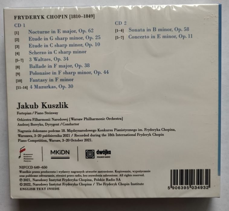 Fryderyk Chopin. Koncert fortepianowy e-moll. Folia. CD. Prezent