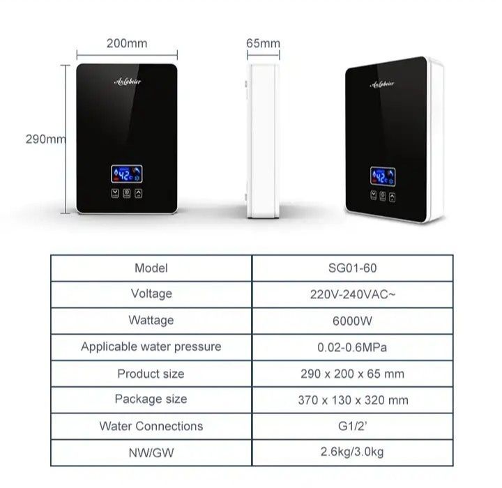 Умный, Сенсорный Проточный Нагреватель Воды Anlabeier SG01-60, 4 - 6