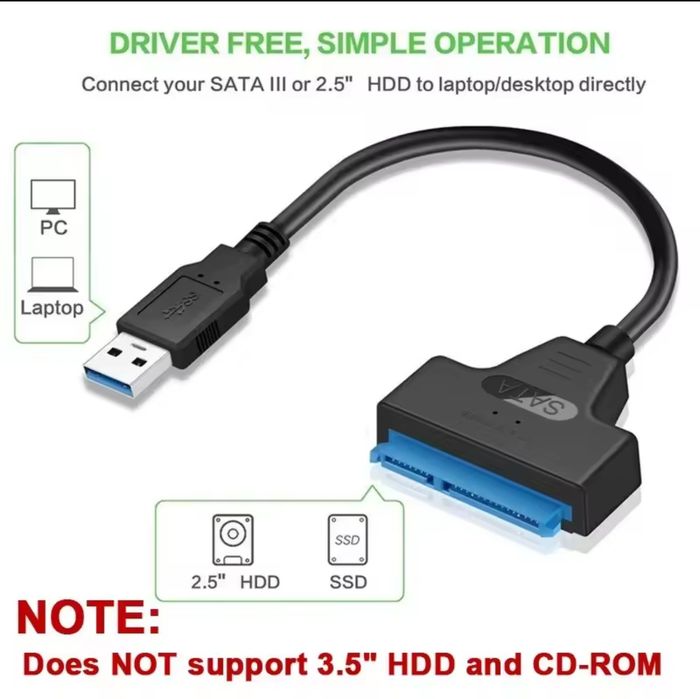 Новые кабеля SATA - USB для SSD/HDD 2,5"; 3,5"