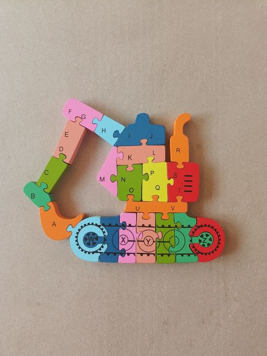 Drewniane puzzle układanka koparka
