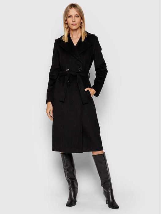 Nowy oryginalny wełniany plaszcz GUESS czarny L eu44