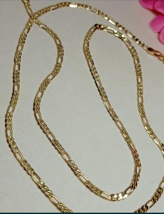 Розкішна позолочена цепочка, плетіння фігаро/картьє