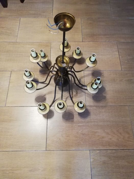 Żyrandol mosiężny typu świecznik lat 70-80